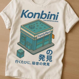 Konbini FamilyMart T-Shirt – Retro Japanese Convenience Store Tee, Cute Japan Art Graphic, Vaporwave Tokyo Streetwear