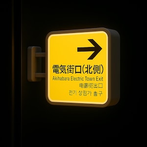 Akihabara Electric Town Exit Lightbox Magnet | Funny Japanese Train Sign | NEW Release Otaku Souvenir