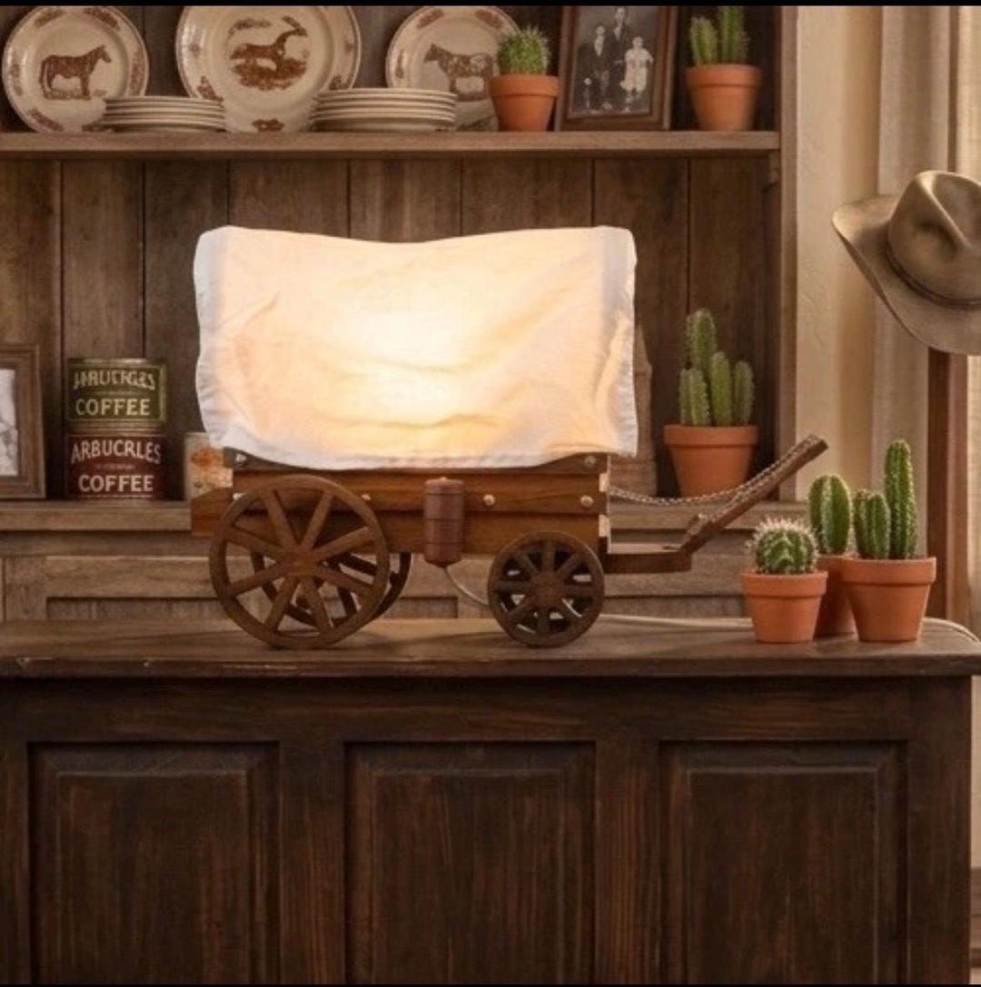 1950s Mid Century Covered Wagon Lamp | Western Americana TV Light ...