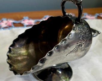 Vintage EPBM Silver-Plated Sugar Scuttle with Floral Engravings Antique 1900s Collectible