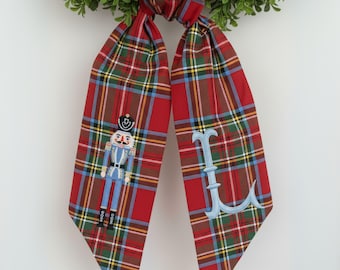Notenkraker kerstkrans sjerp, geborduurde kerststrik, geborduurde vakantiedeurdecoratie, klassiek kerstdecor voordeur
