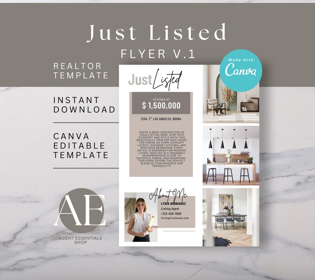 Editable Real Estate Flyer Template: Canva Designs (digital Download ...