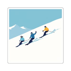 Skiing Adventure Square Stickers | Winter Sports Decals, Laptop Stickers, Ski Gear, Snowboard Gifts, Outdoor Enthusiast Decor