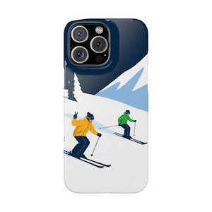 Ski Adventure Slim Phone Cases, Winter Sports Cover, Snowy Mountain Design, Skiing Gifts, Outdoor Enthusiast Accessory