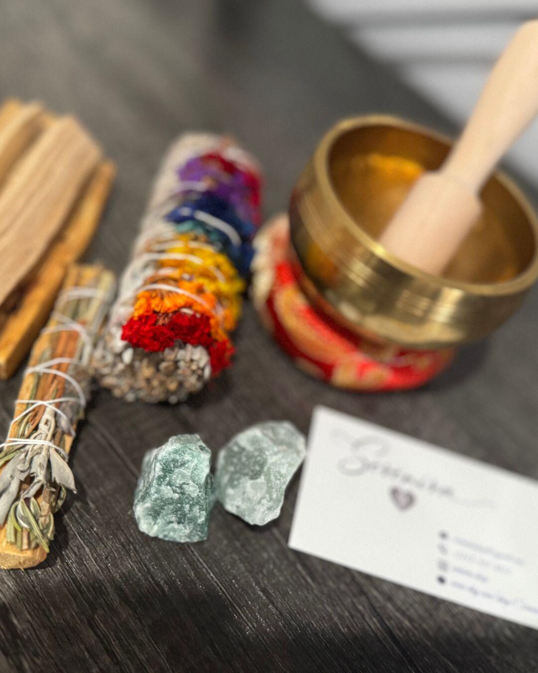 7 Chakra Ritual Set – Singing Bowl, Palo Santo & Aventurine Crystals ...