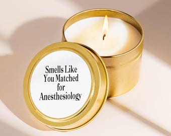 Match Day Candle Anesthesiology Matched Gift Small Gold Tin Medical Residency Anesthesia Gas Doctor Mini Candle Gift Box Add On N1383