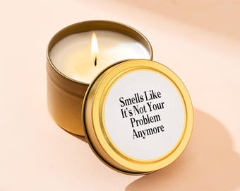 Retirement Gift Candle Not Your Problem Anymore Funny Retired Congrats Farewell Goodbye Job Mini Gold Tin Gift Box Add On Office Humor N1304