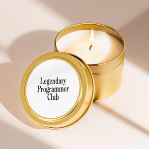 Programmer Candle Software Developer Gift Small Gold Tin Coder Tech IT Computer Code Lover Birthday Mini Candle Gift Box Add On N1208