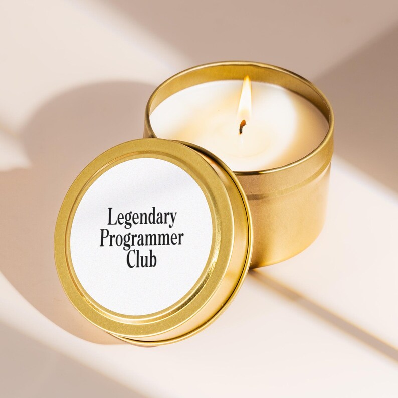 Programmer Candle Software Developer Gift Small Gold Tin Coder Tech IT Computer Code Lover Birthday Mini Candle Gift Box Add On N1208