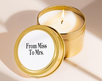 Bride To Be Gift Candle Miss To Mrs Engagement Present Future Mrs Mini Gold Tin Bridal Shower Bachelorette Party Favor Gift Box Add On N1108