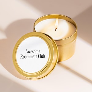 Roommate Gift Candle Best Roomie Appreciation Small Gold Tin College Dorm Apartment Housemate Flatmate Mini Candle Gift Box Add On N1069