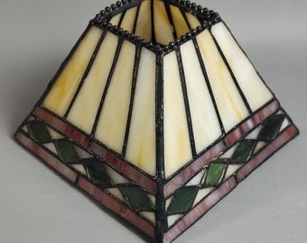 Stained Glass Tiffany Style Lamp Shade Mission Style Swag Glass Square 5.5x5x3.5