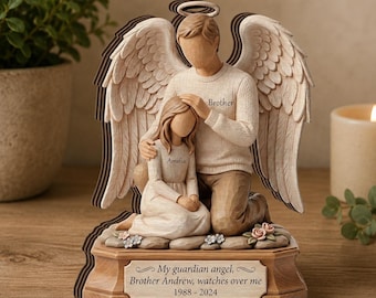 Personalized Brother Guardian Angel Memorial Figurine, Sympathy Gift For Sister