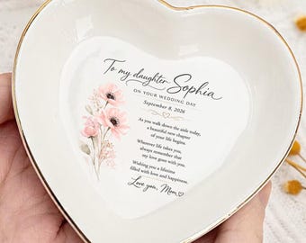 Personalized Daughter Wedding Ring Dish: Gift Wedding Day, Bridal Keepsake Trinket Tray
