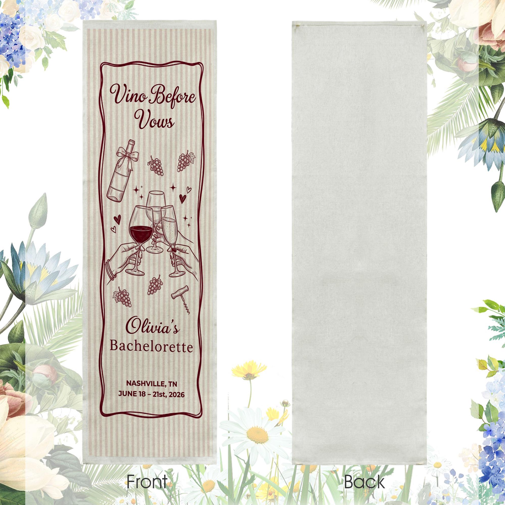 Personalized Vino Before Vows Tapestry: Custom Bachelorette Party ...