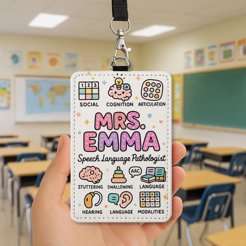 Slp Identification Personalized SLP Badge Holder: Speech Language Pathologist ID Tag With ...