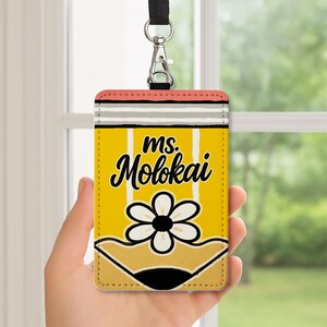 Pencil Badge Holder for Teachers, Teacher Name Tag, Custom Floral ID Badge, Cute Back to School Gift, Classroom Lanyard