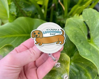Funny Dachshund Badge Reel: Office Humor Gift