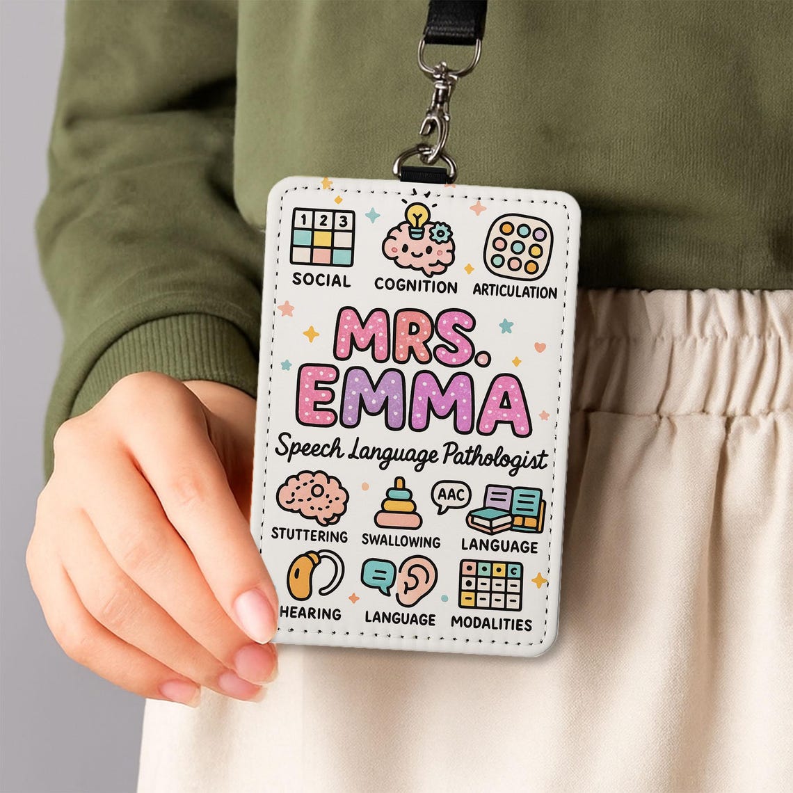 Slp Ribbons Personalized SLP Badge Holder: Speech Language Pathologist ID Tag With ...
