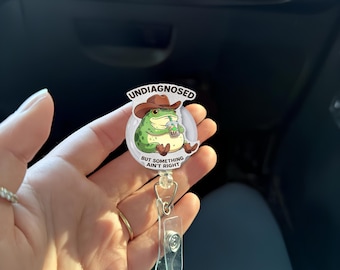 Funny Cowboy Frog Badge Reel, Retractable ID Holder, Nurse Teacher Gift
