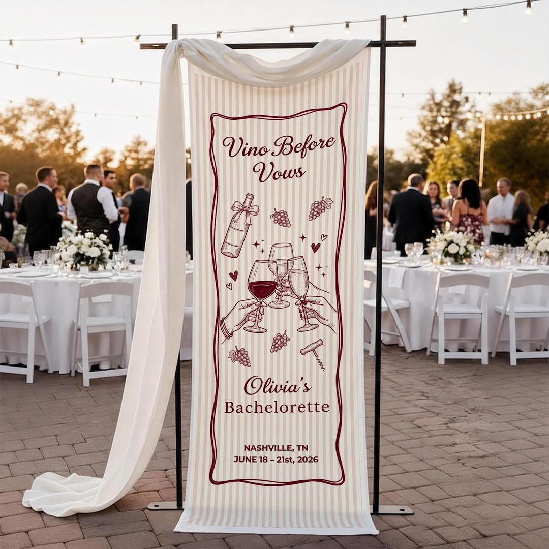 Personalized Vino Before Vows Tapestry: Custom Bachelorette Party ...