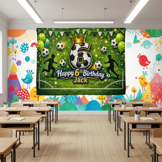 Personalized Soccer Birthday Tapestry: Kids Party Decoration, Football Theme Photo Background