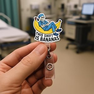 Funny Nurse Badge Reel: Skeleton Banana ID Holder - RN Gift