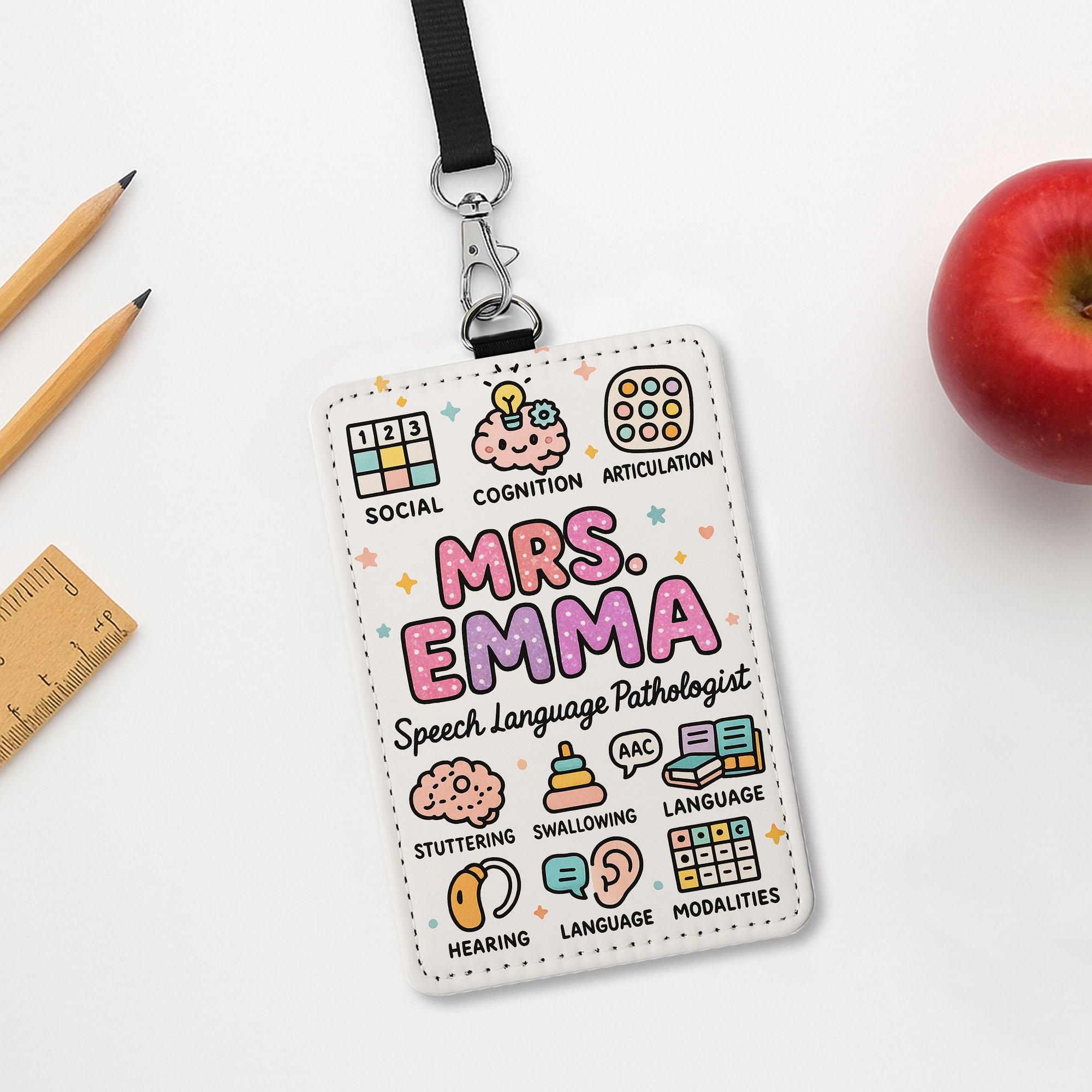 Personalized SLP Badge Holder: Speech Language Pathologist ID Tag With ...