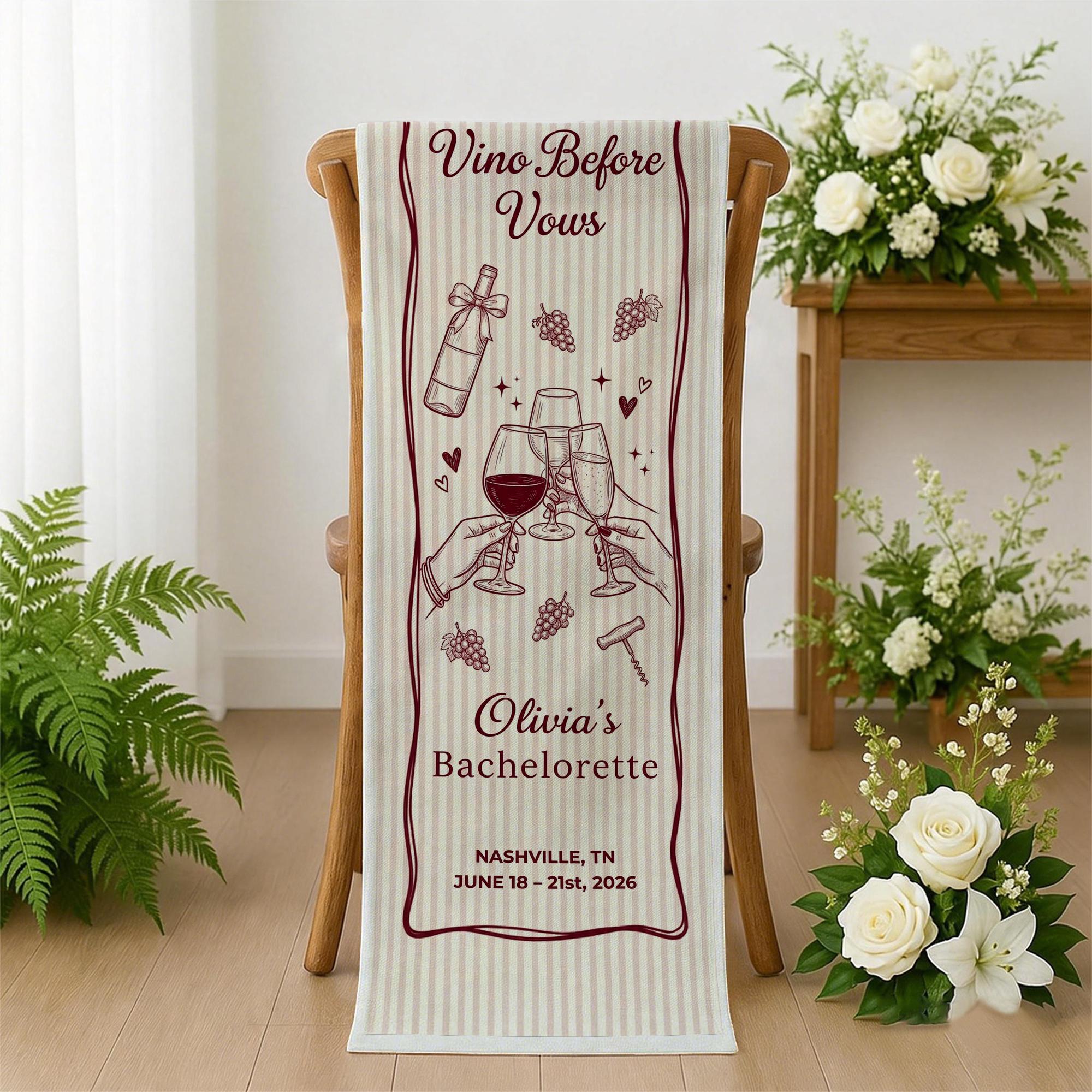 Personalized Vino Before Vows Tapestry: Custom Bachelorette Party ...