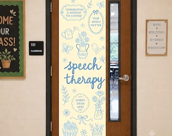 Speech Therapy Polyester Linen Tapestry, Floral Classroom Door Decor
