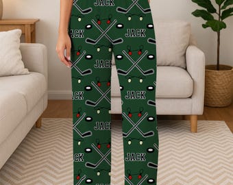 Personalisierte Hockey Pyjama Hose: Hockey Liebhaber Geschenk