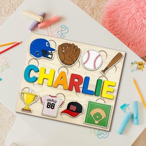 Personalized Baseball Name Puzzle: Custom Wooden Montessori Toy