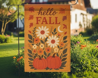 Bandera de jardín de otoño: decoración floral de calabaza otoñal