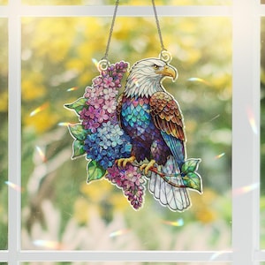 Holographic Bald Eagle Suncatcher: Patriotic Americana Window Decor