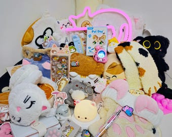 Caja de regalo misteriosa personalizada con gatos, adorables peluches de gatitos, papelería y accesorios