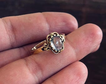 Boho Quartz Ring | Victorian Brass Ring | 18k Gold Plated Victorian Quartz Rings | Vintage Brass Rings