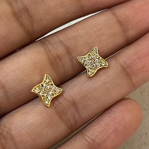 Gold Star Stud Earrings, Dainty CZ Celestial Studs