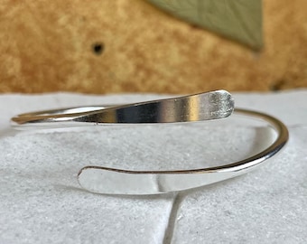 Minimalist Silver Cuff Bracelet • Silver Plated Brass Sleek Bangle • Modern Clean Line Jewelry • Women’s Simple Contemporary Cuff