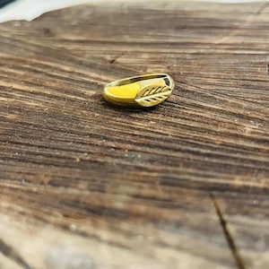 Gold Leaf Minimal Ring | Nature Inspired Brass Band | Dainty Adjustable Ring For Women | Everyday Leaf Ring | Eco Boho Jewelry Gift ring