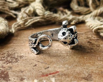 Bague tête de léopard, bague animal en argent sterling 925 pour homme, bijoux guépard, chevalière grand félin, bague chat sauvage