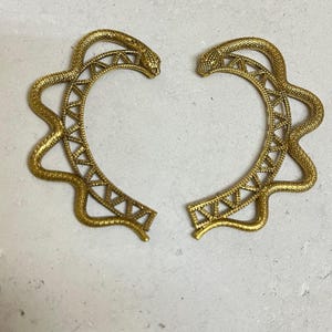 Snake Ear Cuff Earrings, Punk Ouroboros Serpent Brass Jewelry, Handmade Gothic Boho Statement Earrings for Women, Bold Gift