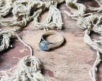 Bague labradorite minimaliste, bague en argent sterling 925 pour femme, bague bohème en argent, bague en argent oxydé