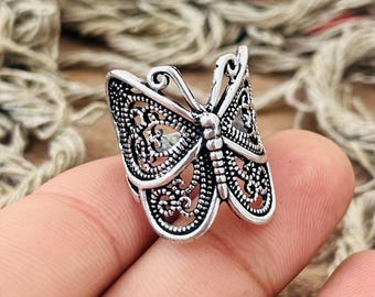 Butterfly Boho Ring, 925 Sterling Silver Ring, Tribal Silver Jewelry, Filigree Insect Ring for Women
