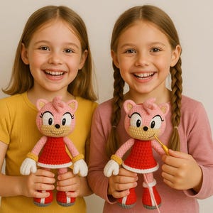 Amy Rose Amigurumi Crochet Pattern – Cute Sonic Character Doll Tutorial – Easy Anime-Inspired Crochet PDF Pattern – DIY Crochet Doll Pattern