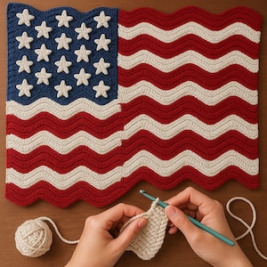 Red white blue blanket, American Flag Blanket Crochet Pattern, USA Flag Throw, easy crochet Pattern,USA Flag Throw, USA Flag Crochet Pattern