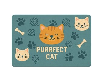 Cute Cat Food Mat, Non-slip Pet Bowl Mat, Cat Lover Gift