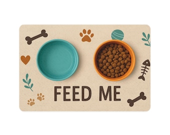Stylish Pet Food Mat: Non-Slip Polyester Feeding Station