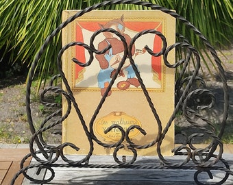 Lovely French Vintage Scrollwork Cast Iron Magazine Holder Rack - Home Decor - Magazine Stand