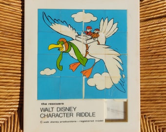 Vintage The Rescuers Walt Disney Character Riddle Puzzle - Made In Belgium - Collectible - Walt Disney Puzzle -Toy Division Bv Inter Mundus