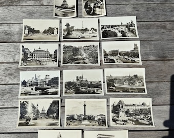 16 Ancient PARIS B&W Snapshots Photos - 9 cm/6 cm - Collectible - Eiffel Tower - Triumphal Arch - Cathedral of Notre Dame - Paris Souvenirs